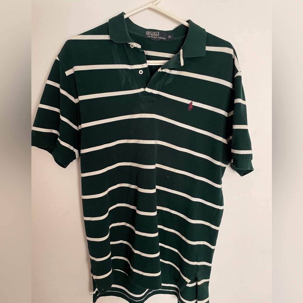 Polo by Ralph Lauren green white striped shirt men’s size M